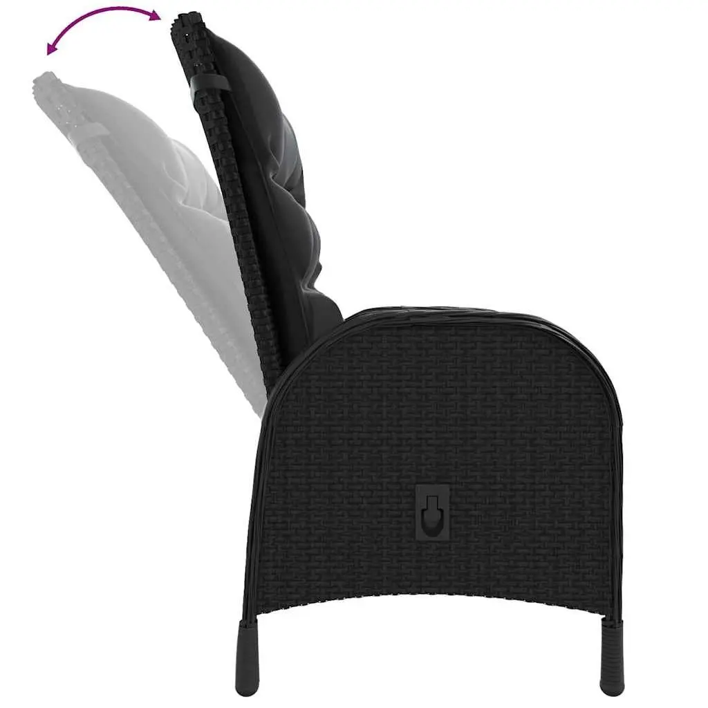 3 Piece Garden Bistro Set Outdoor Furniture Black Poly Rattan Chairs Table