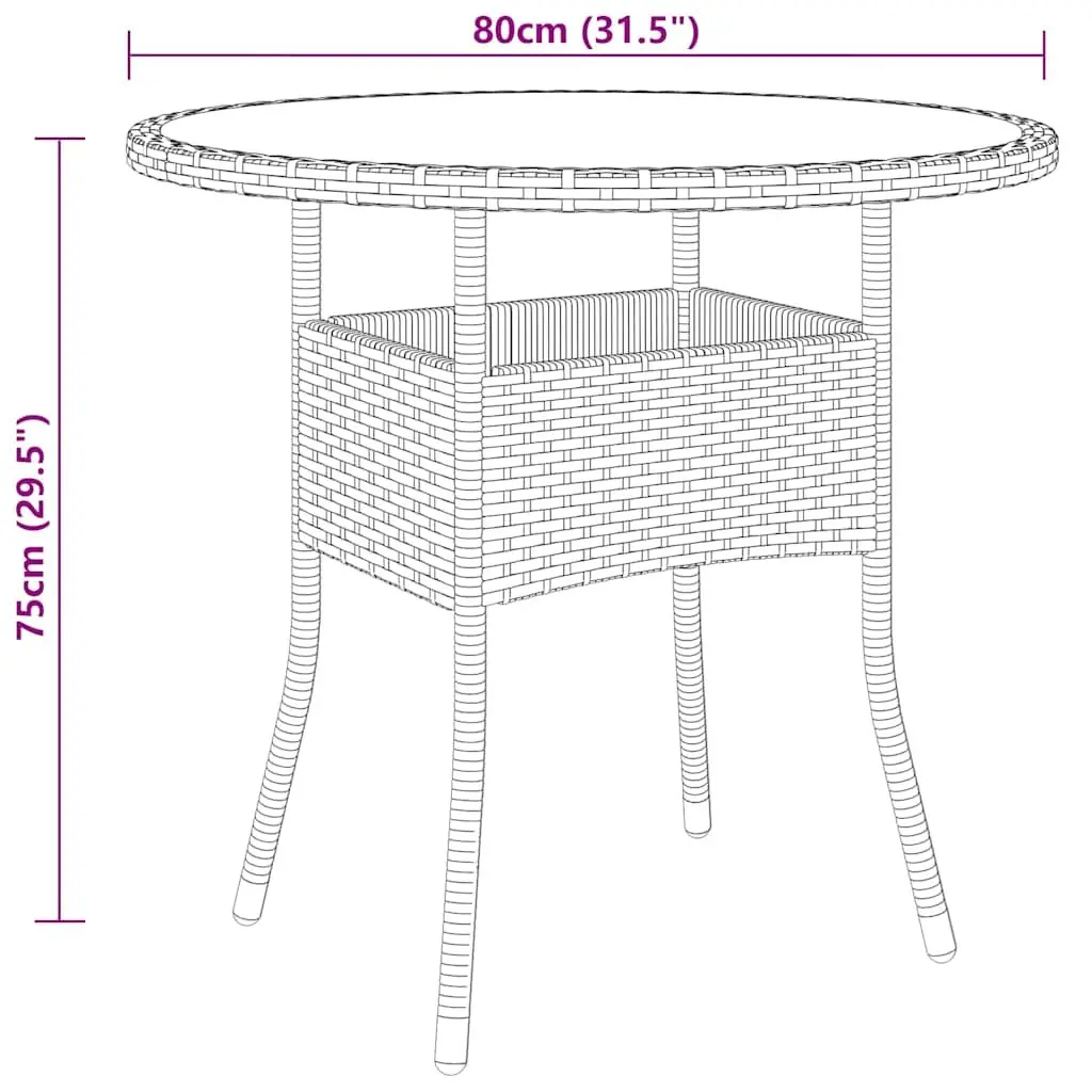 3 Piece Garden Bistro Set Outdoor Furniture Black Poly Rattan Chairs Table