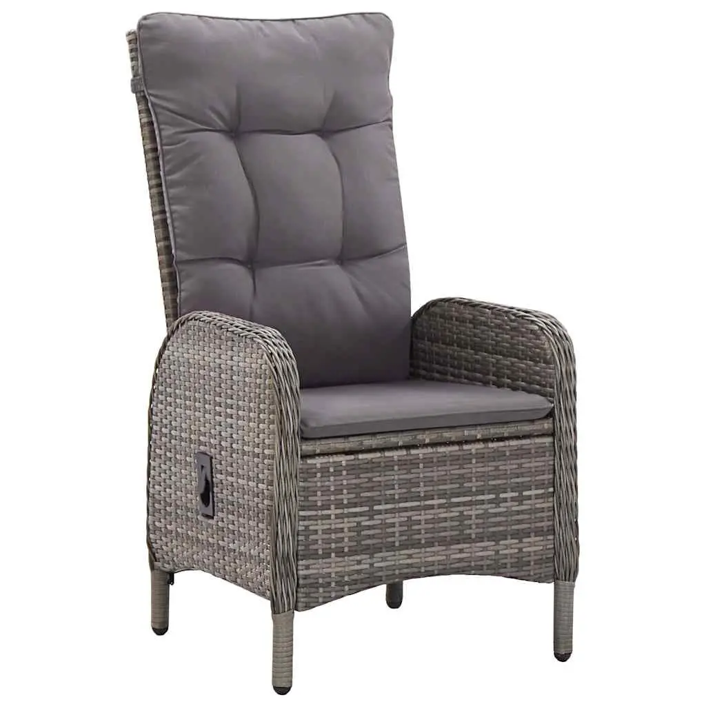 5 Piece Garden Bistro Set Outdoor Patio Furniture Grey Poly Rattan Chairs Table