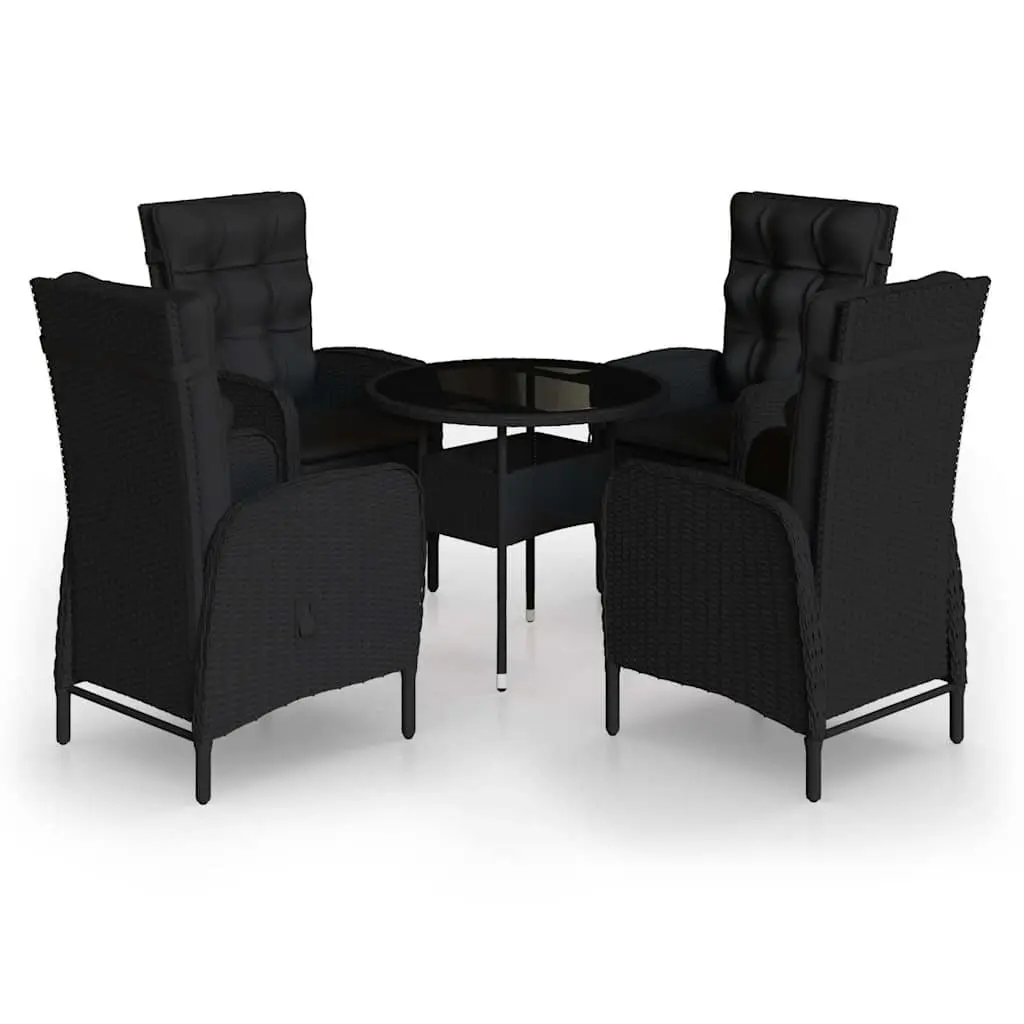 5 Piece Garden Bistro Set Outdoor Furniture Patio Chairs Table Black