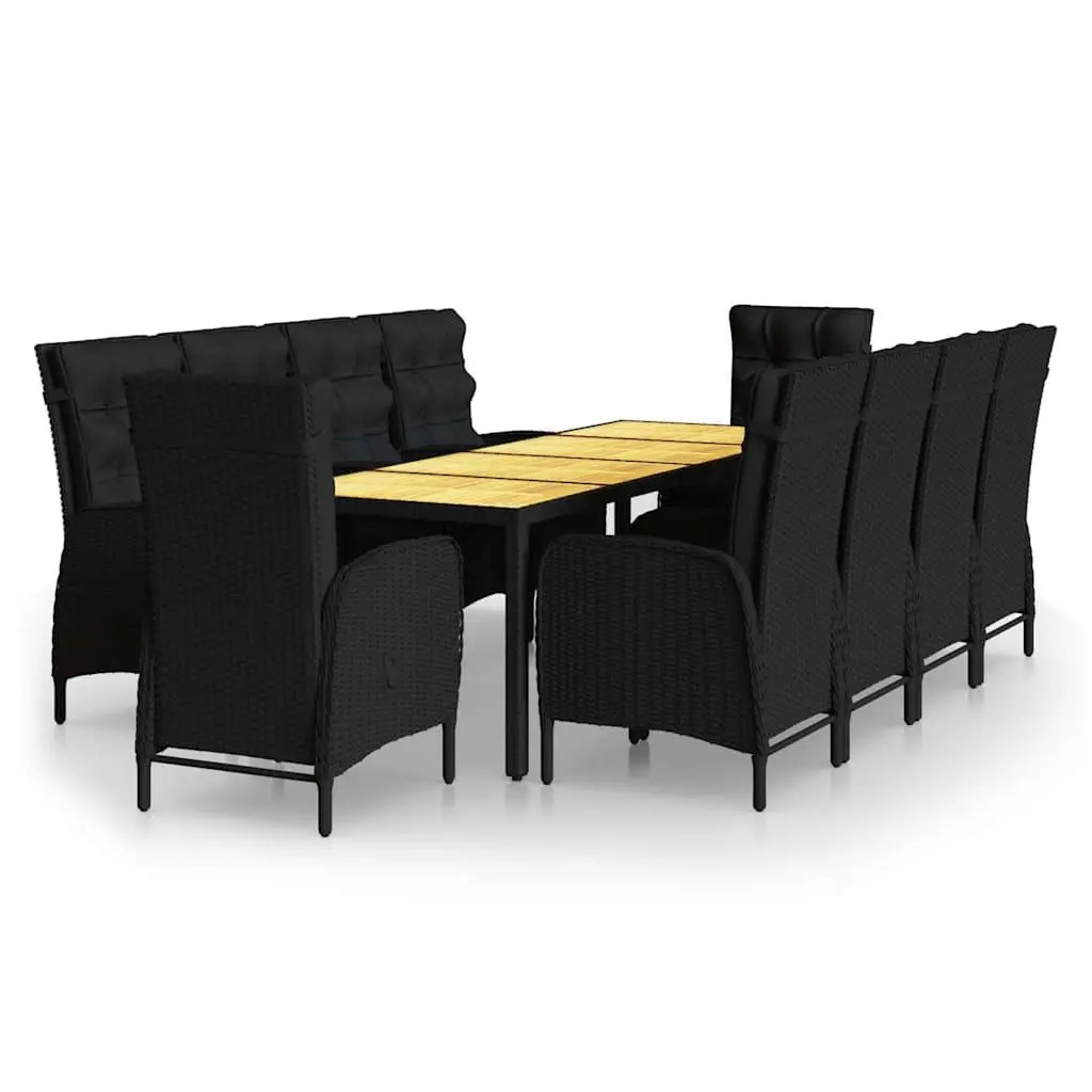 Garden Dining Set 11 Piece Outdoor Furniture Poly Rattan Patio Black