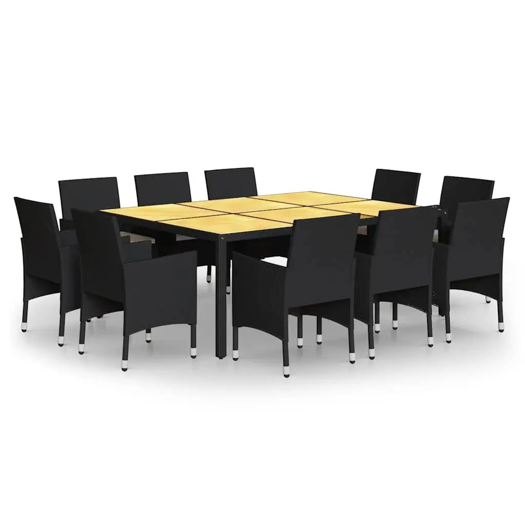 Outdoor Dining Set 11 Piece Patio Furniture PE Rattan Steel Black