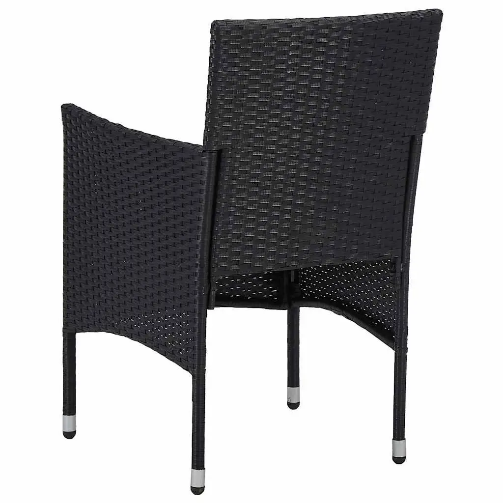 Outdoor Dining Set 11 Piece Patio Furniture PE Rattan Steel Black