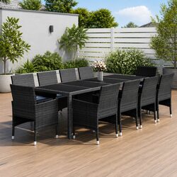 Value-Focused 11 Piece Garden Dining Set in Grey Rattan