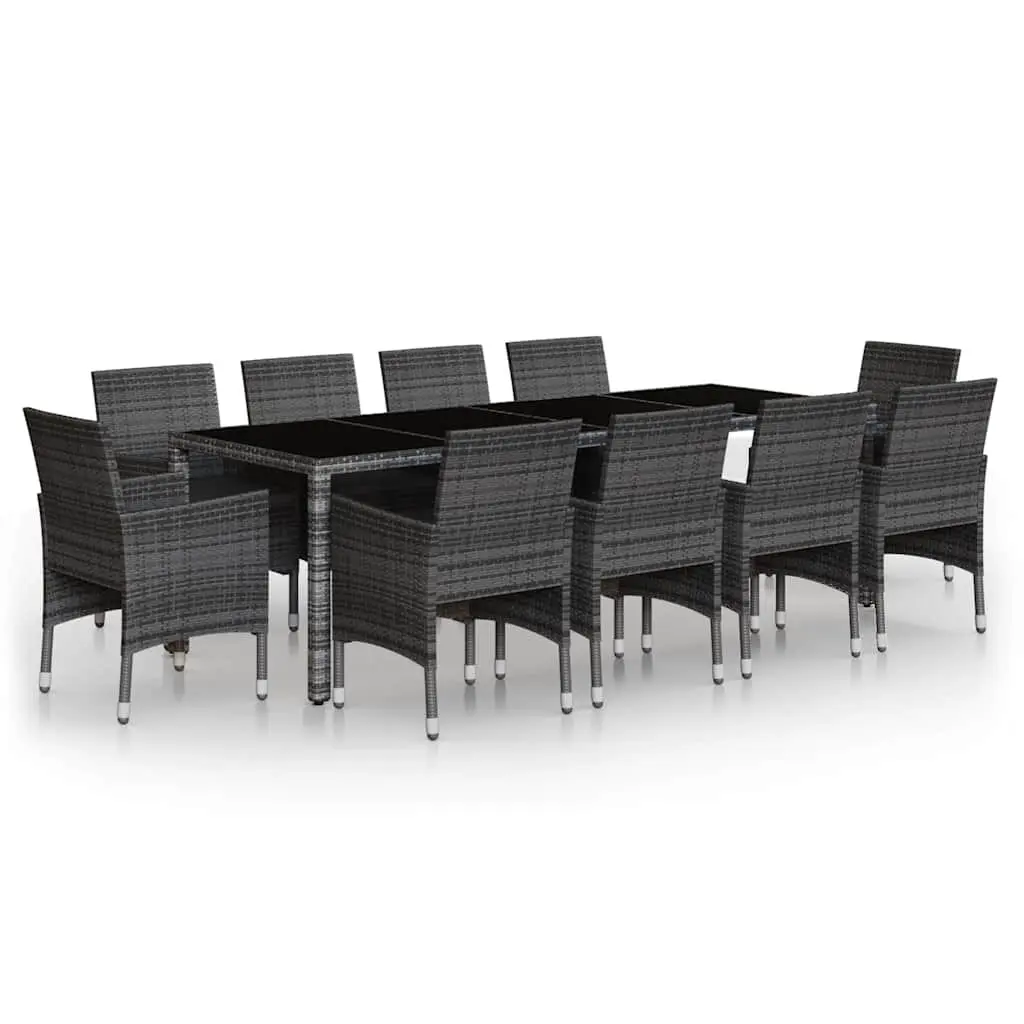 Garden Dining Set 11 Piece Outdoor Furniture Grey PE Rattan Patio Table Chairs