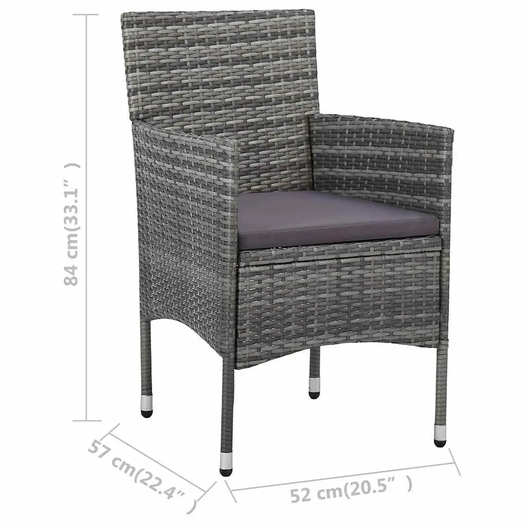 Garden Dining Set 11 Piece Outdoor Furniture Grey PE Rattan Patio Table Chairs