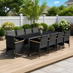 Garden Dining Set 11 Piece Outdoor Furniture PE Rattan Steel Patio Grey