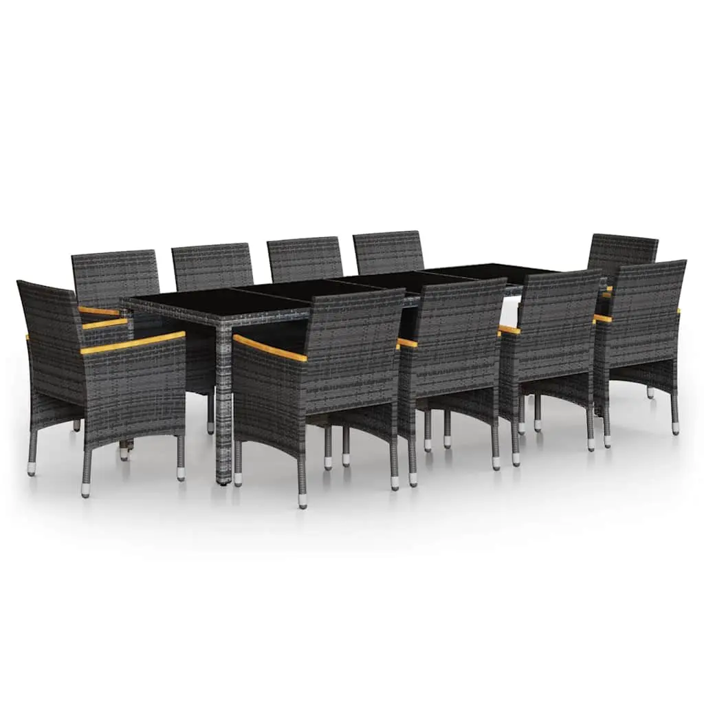 Garden Dining Set 11 Piece Outdoor Furniture Grey PE Rattan Steel