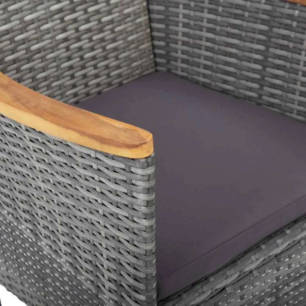 Garden Dining Set 11 Piece Outdoor Furniture Grey PE Rattan Steel