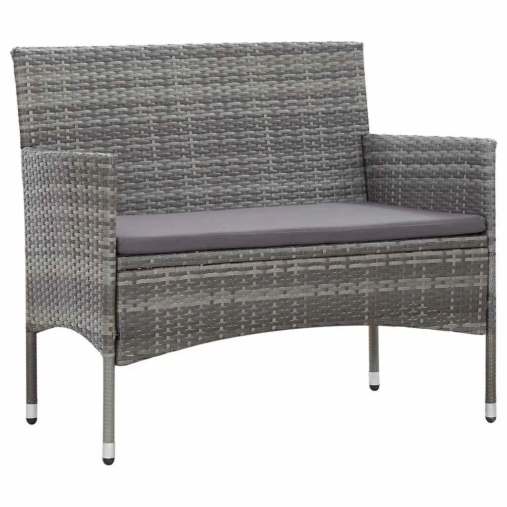 Garden Lounge Set 2 Piece Outdoor Furniture Grey PE Rattan with Cushion
