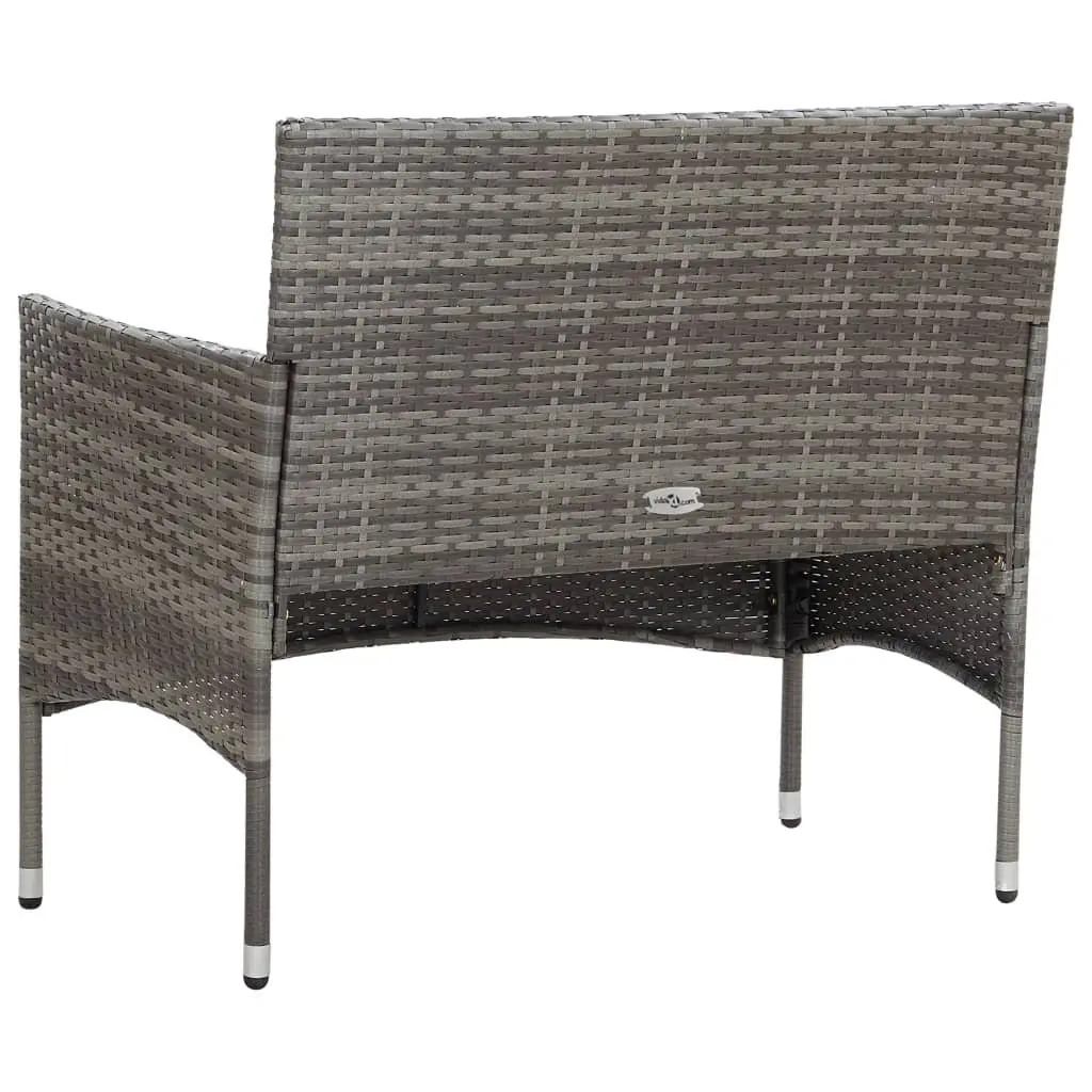 Garden Lounge Set 2 Piece Outdoor Furniture Grey PE Rattan with Cushion
