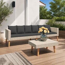 Garden Lounge Set 2 Piece Outdoor Sofa Coffee Table Patio Furniture Beige