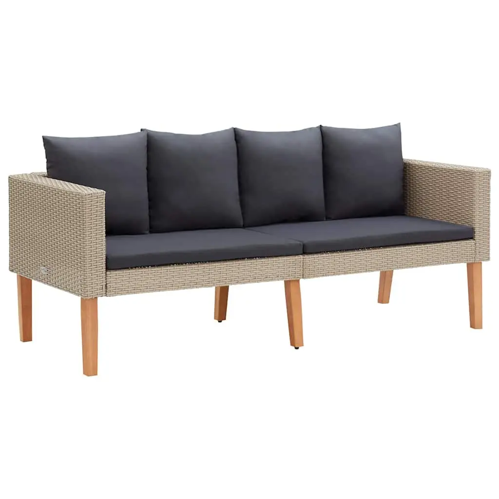 Garden Lounge Set Outdoor Furniture Sofa Chairs Coffee Table Cushions Beige 3 Piece