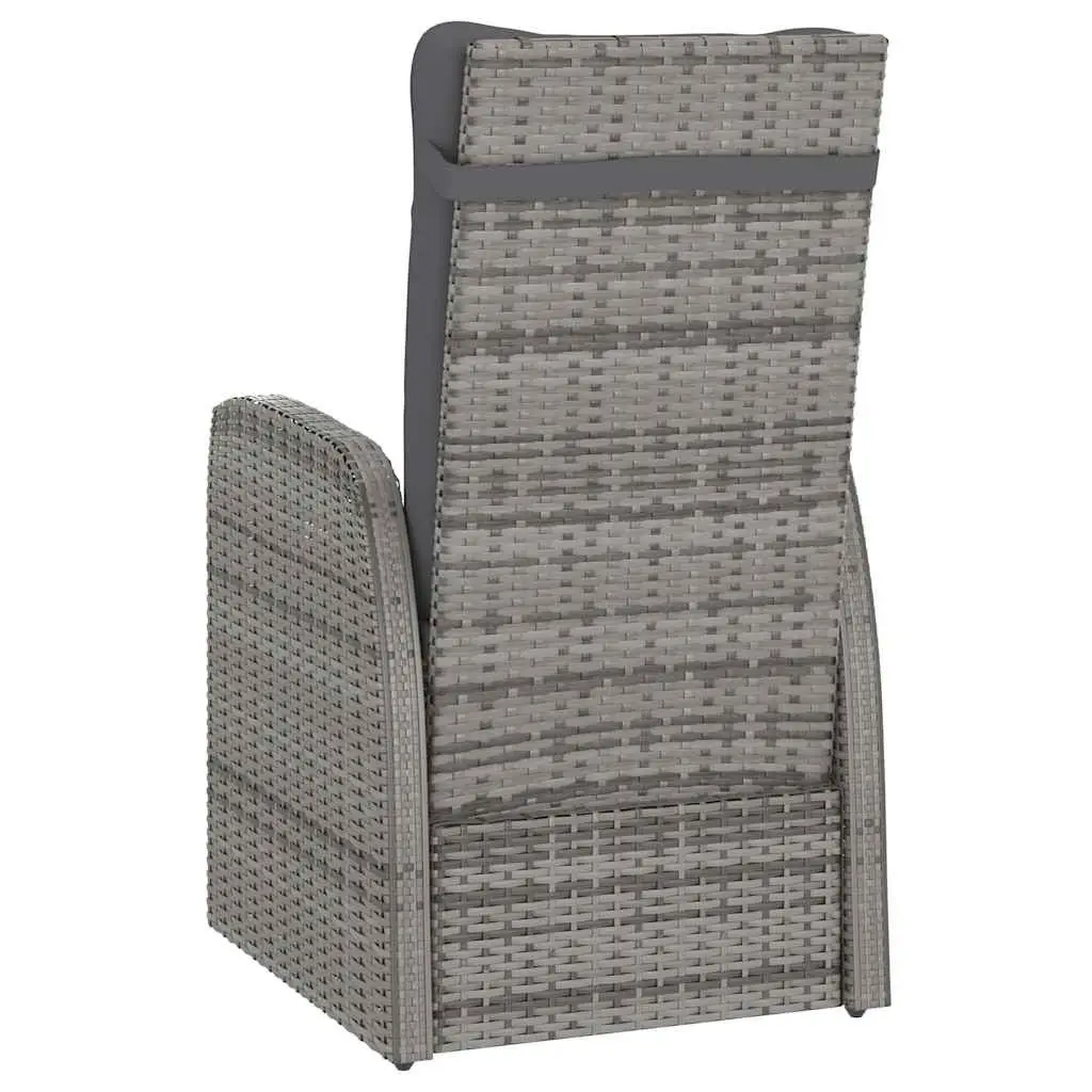 9 Piece Garden Furniture Set Grey Poly Rattan Outdoor Dining with Cushions and Glass Table