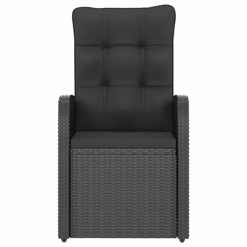 Outdoor Dining Set 9 Piece Garden Furniture Black Poly Rattan with Cushions