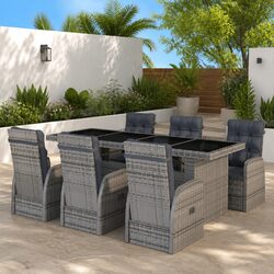 Comfortable Grey Dining Set: 7 Pieces for Outdoor Enjoyment