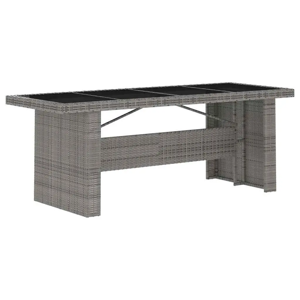 7 Piece Garden Furniture Set Grey PE Rattan Outdoor Dining Set with Cushions and Adjustable Reclining Chairs