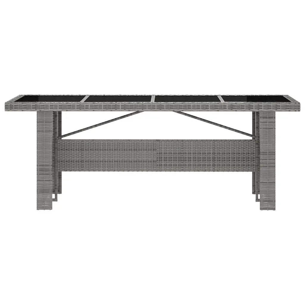 11 Piece Grey Garden Furniture Set for Outdoor Dining with Cushions Poly Rattan and Steel Frame