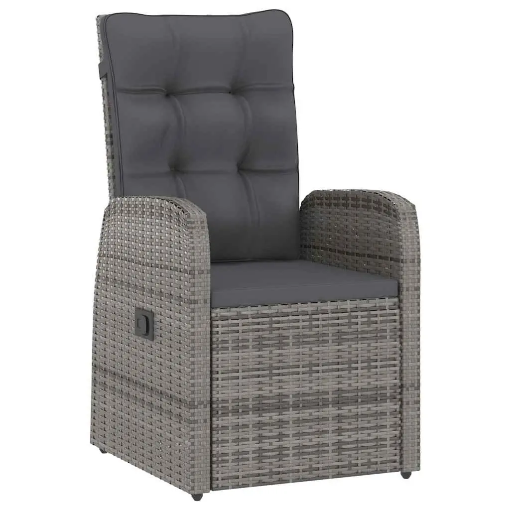 11 Piece Grey Garden Furniture Set for Outdoor Dining with Cushions Poly Rattan and Steel Frame