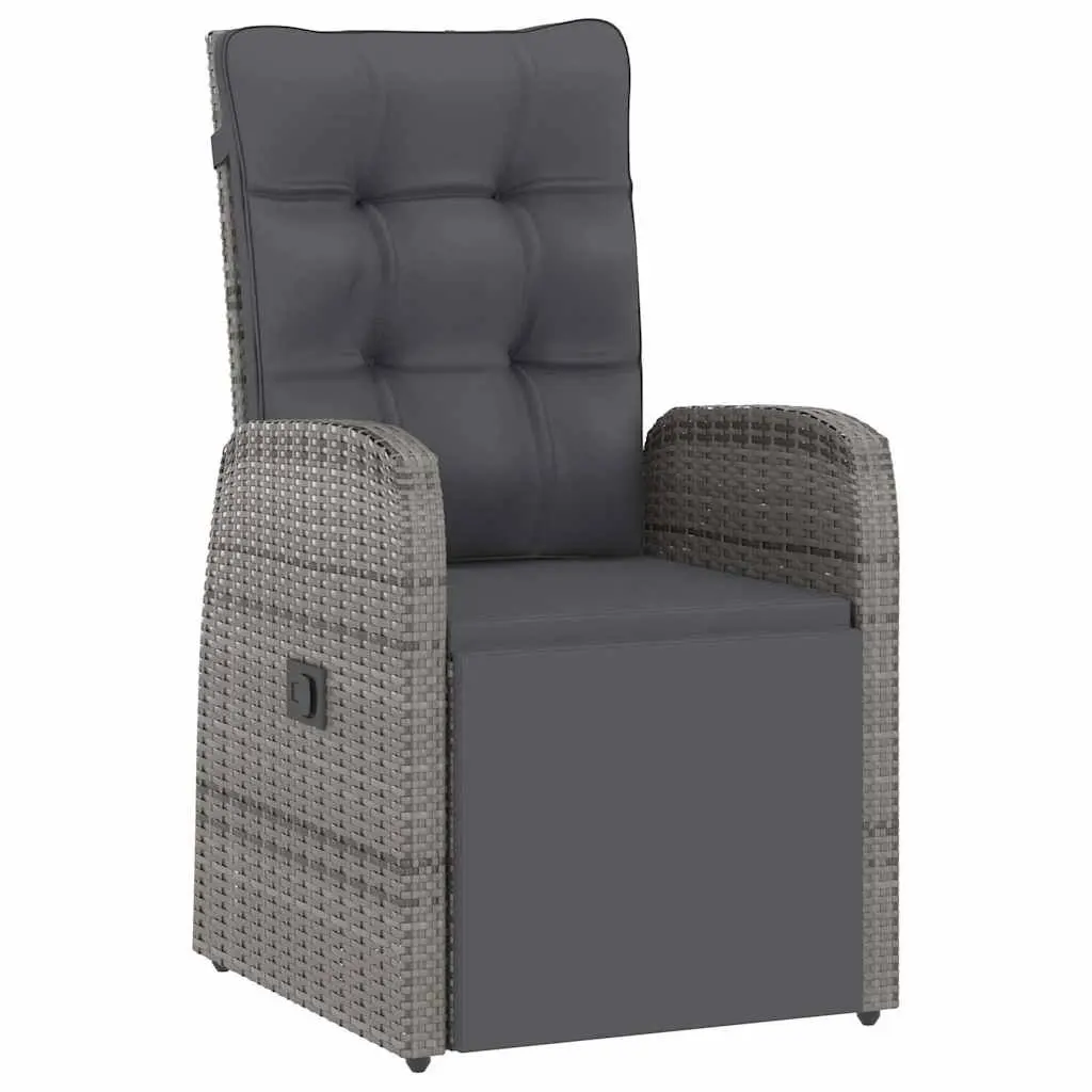 11 Piece Grey Garden Furniture Set for Outdoor Dining with Cushions Poly Rattan and Steel Frame