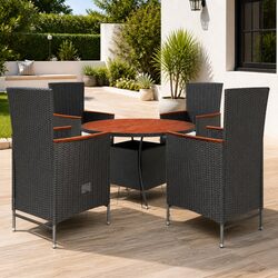 Comfortable 5 Piece Outdoor Dining Set in Black Rattan