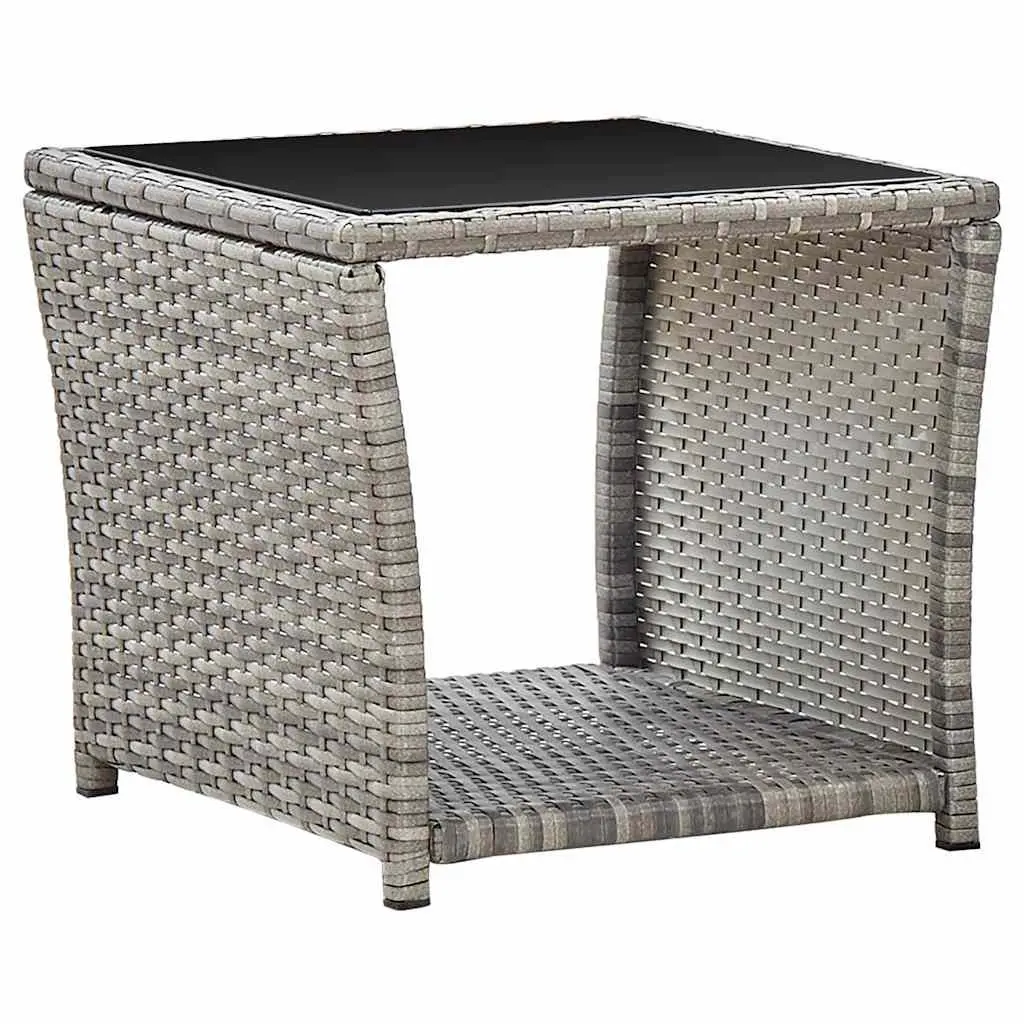 Garden Lounge Set 3 Piece Poly Rattan Armchairs Coffee Table Grey Outdoor