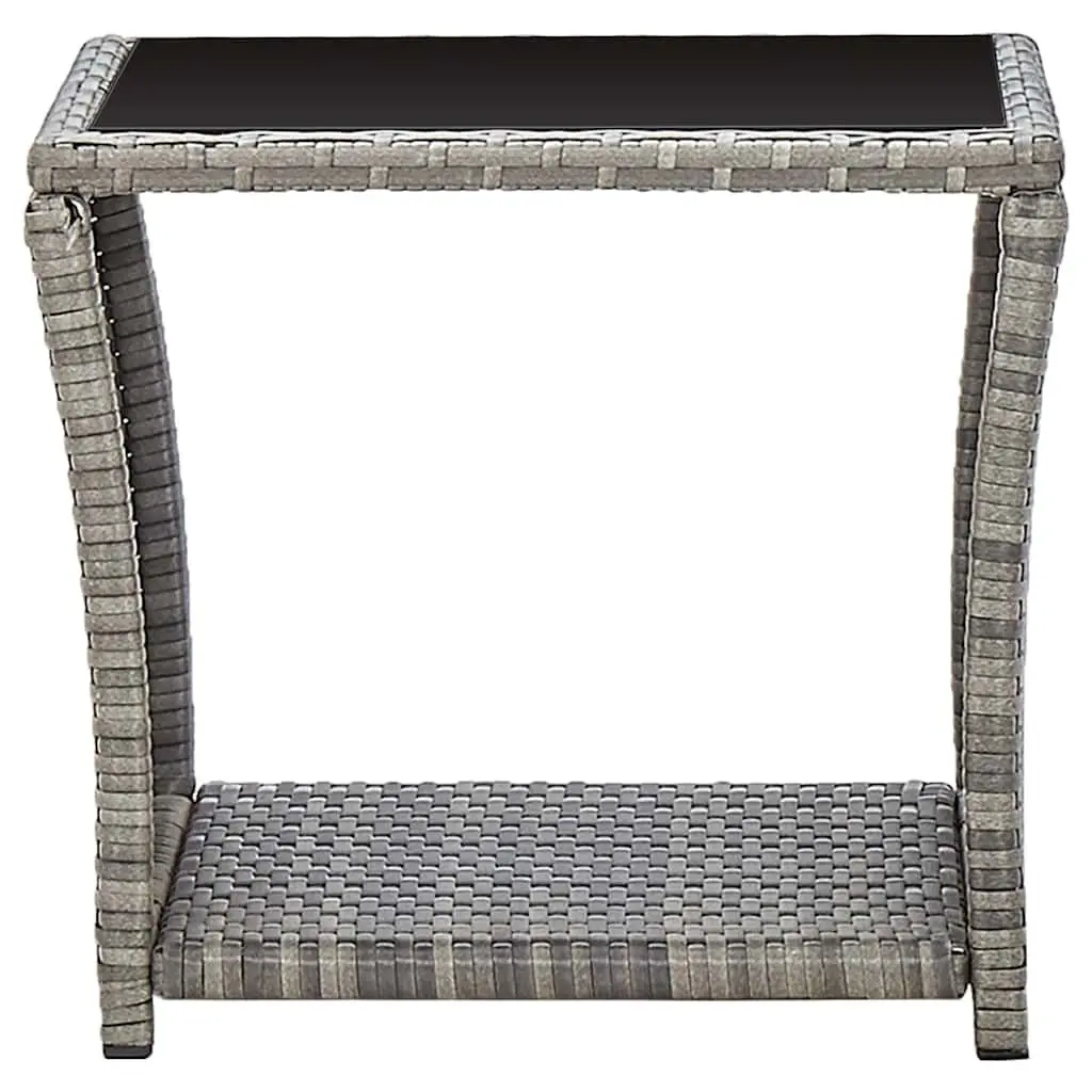 Garden Lounge Set 3 Piece Poly Rattan Armchairs Coffee Table Grey Outdoor