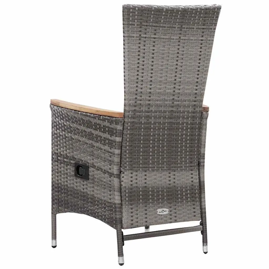 Garden Lounge Set 3 Piece Poly Rattan Armchairs Coffee Table Grey Outdoor