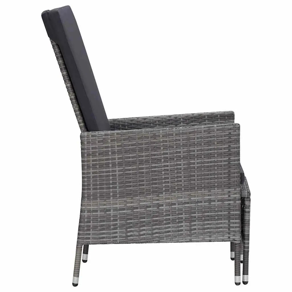 Garden Lounge Set 3 Piece Outdoor Furniture Grey Rattan Cushions Footrest