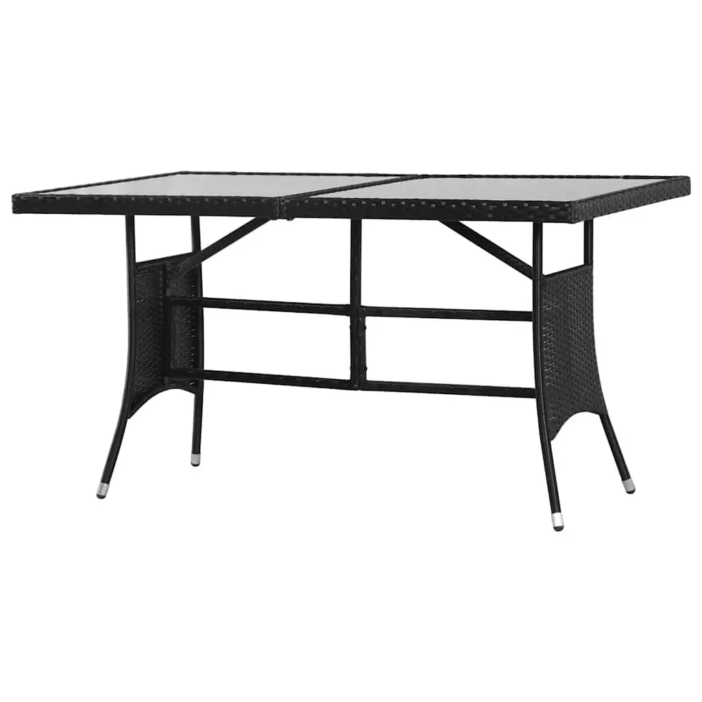 Outdoor Dining Set 5 Piece Garden Furniture Black Poly Rattan Table Chairs