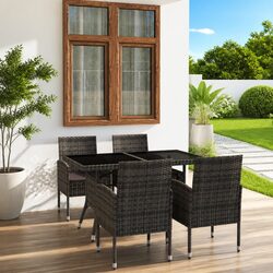 Durable Grey Rattan Garden Dining Set for Outdoor Use