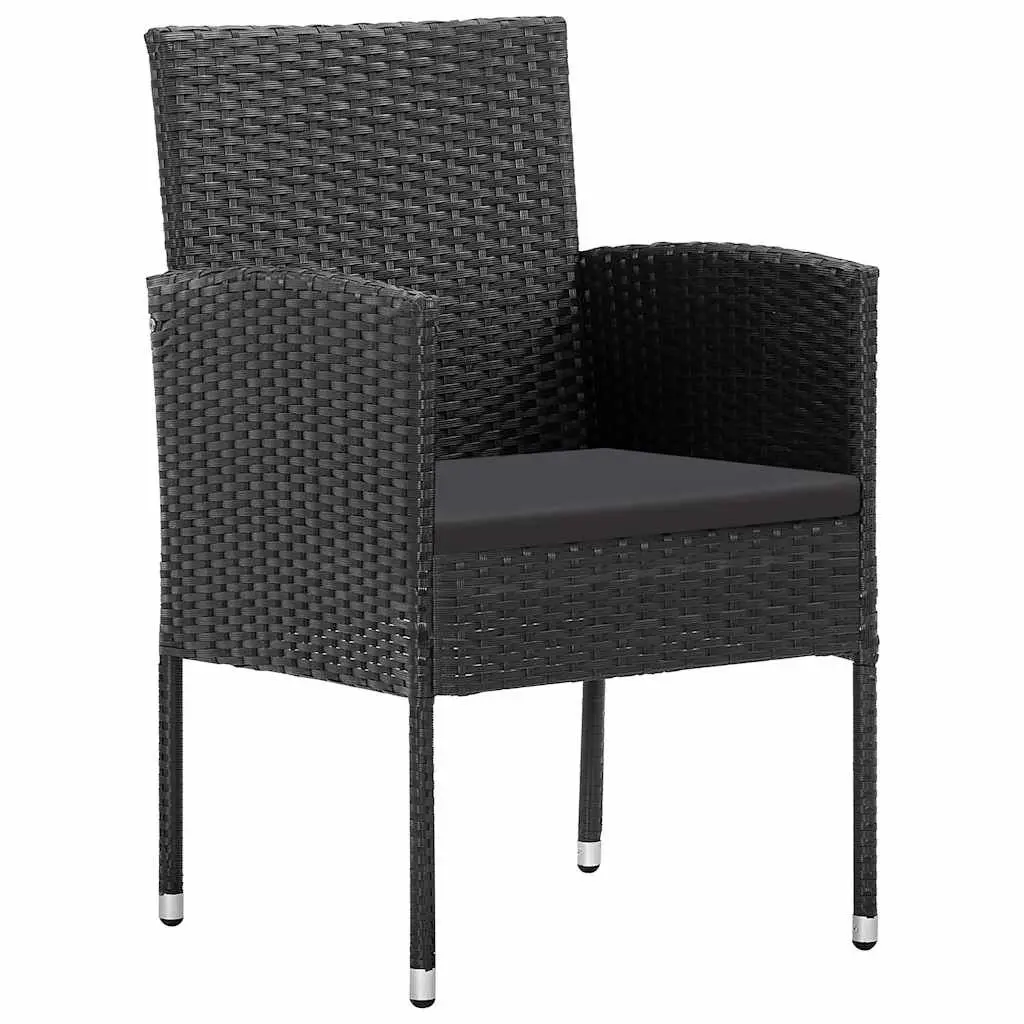 7 Piece Outdoor Garden Dining Set Black Poly Rattan Table Chairs Furniture
