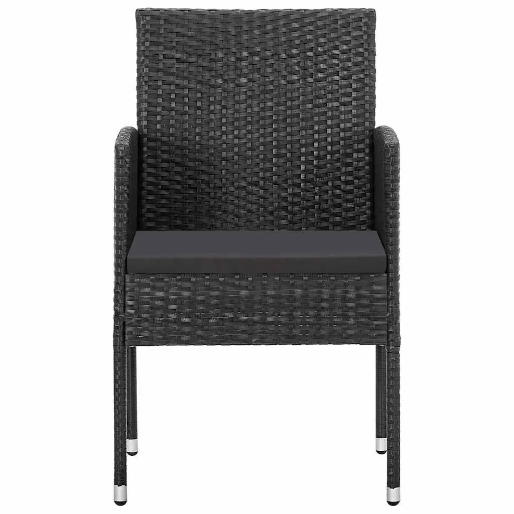 7 Piece Outdoor Garden Dining Set Black Poly Rattan Table Chairs Furniture