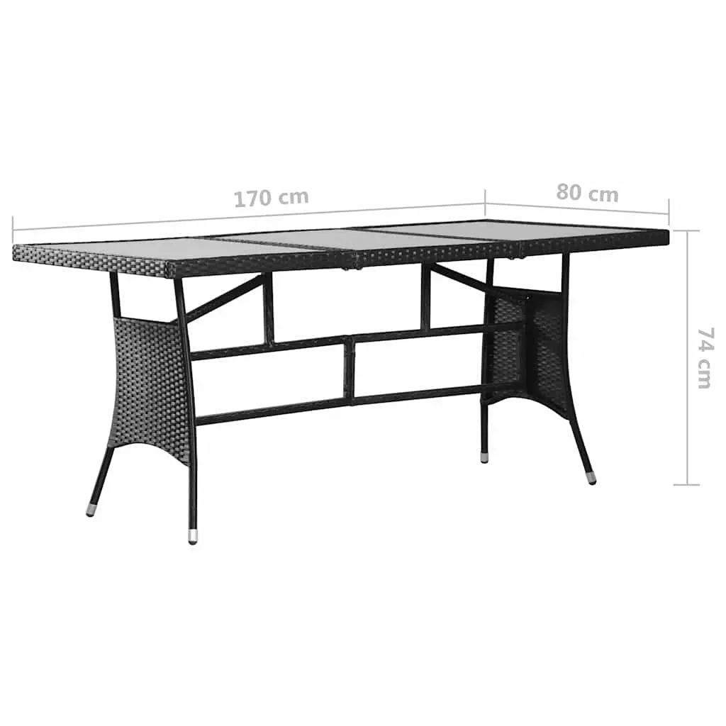 7 Piece Garden Dining Set Outdoor Table Chairs PE Rattan Black