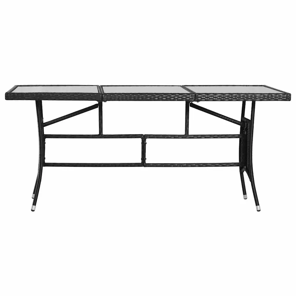Garden Dining Set 9 Piece Outdoor Patio Furniture Black PE Rattan Steel Frame Glass Table