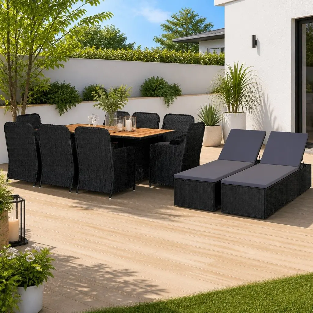 11 Piece Garden Dining Set for Outdoor Relaxation
