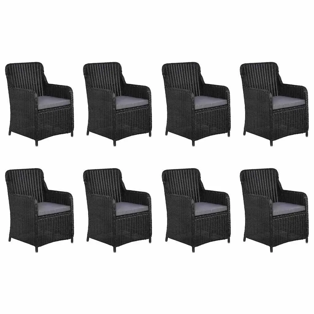 9 Piece Garden Dining Set Poly Rattan Black Outdoor Furniture Patio Table Chairs
