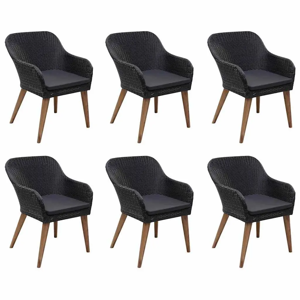 Garden Dining Set 7 Piece Outdoor Furniture Patio Table Chairs Black