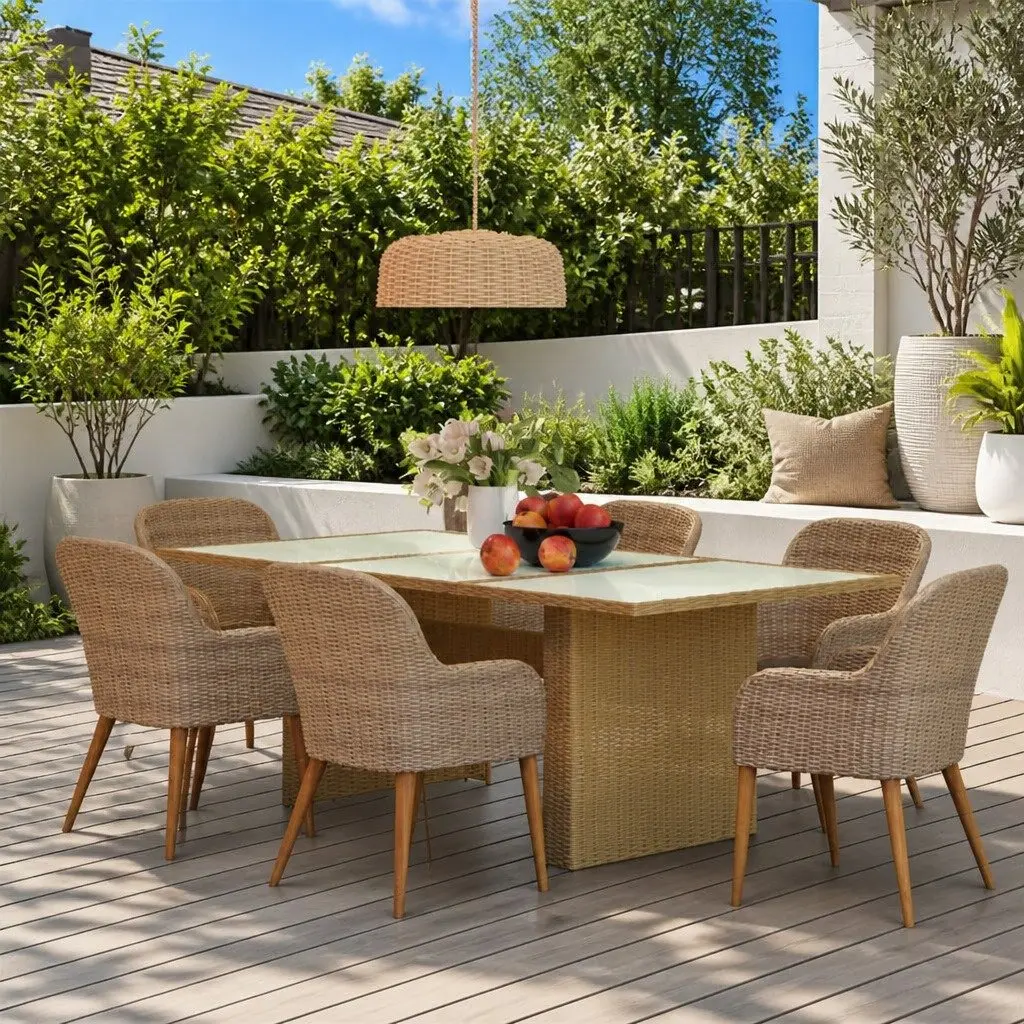 Brown 7-Piece Garden Dining Set