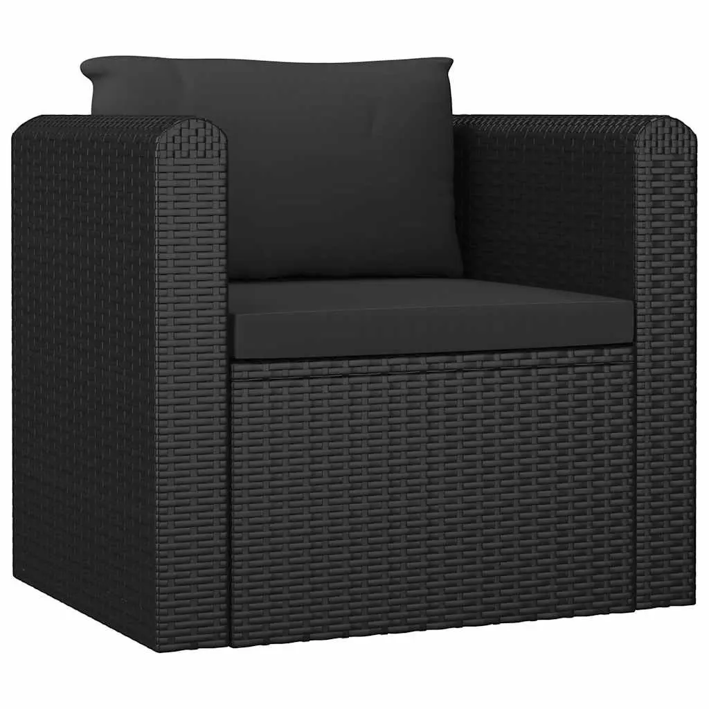 Garden Lounge Set 10 Piece Outdoor Furniture Modular Rattan Sofa with Cushions Black
