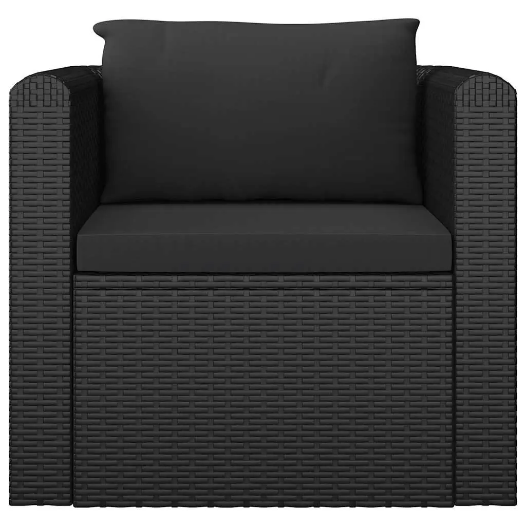 Garden Lounge Set 10 Piece Outdoor Furniture Modular Rattan Sofa with Cushions Black