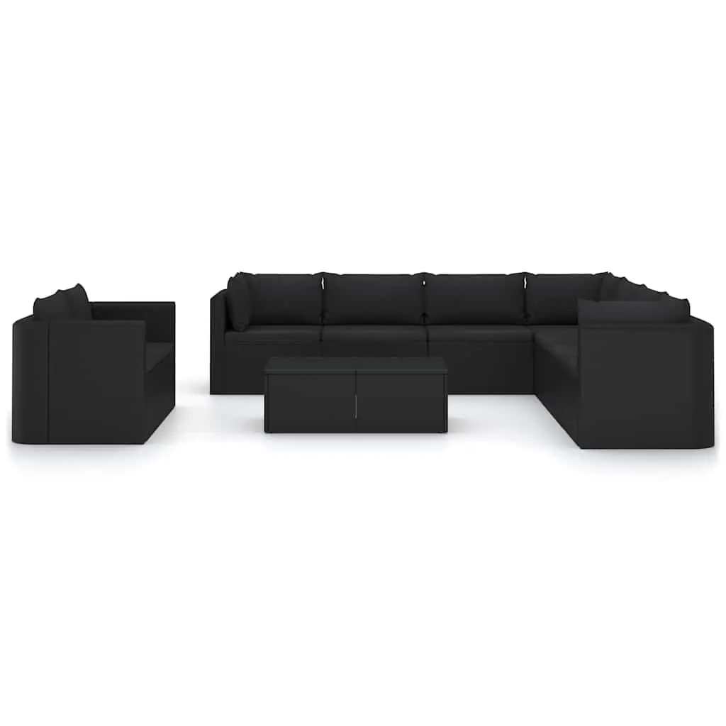 Garden Lounge Set 11 Piece Outdoor Furniture Poly Rattan Black Modular Sofa