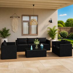 Comfortable 9-Piece Garden Lounge Set with Practical Features