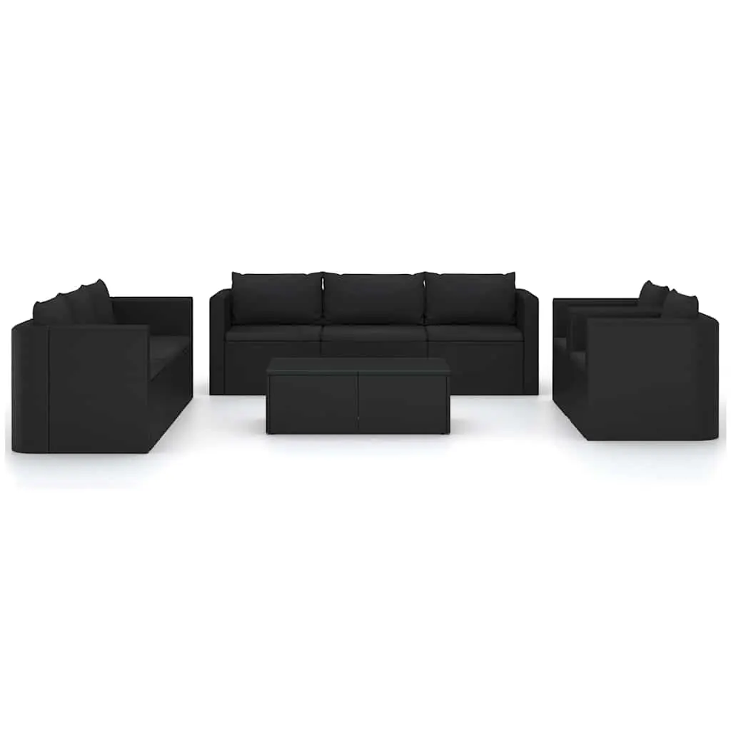 Garden Lounge Set Modular Outdoor Furniture 10 Piece Black Cushions