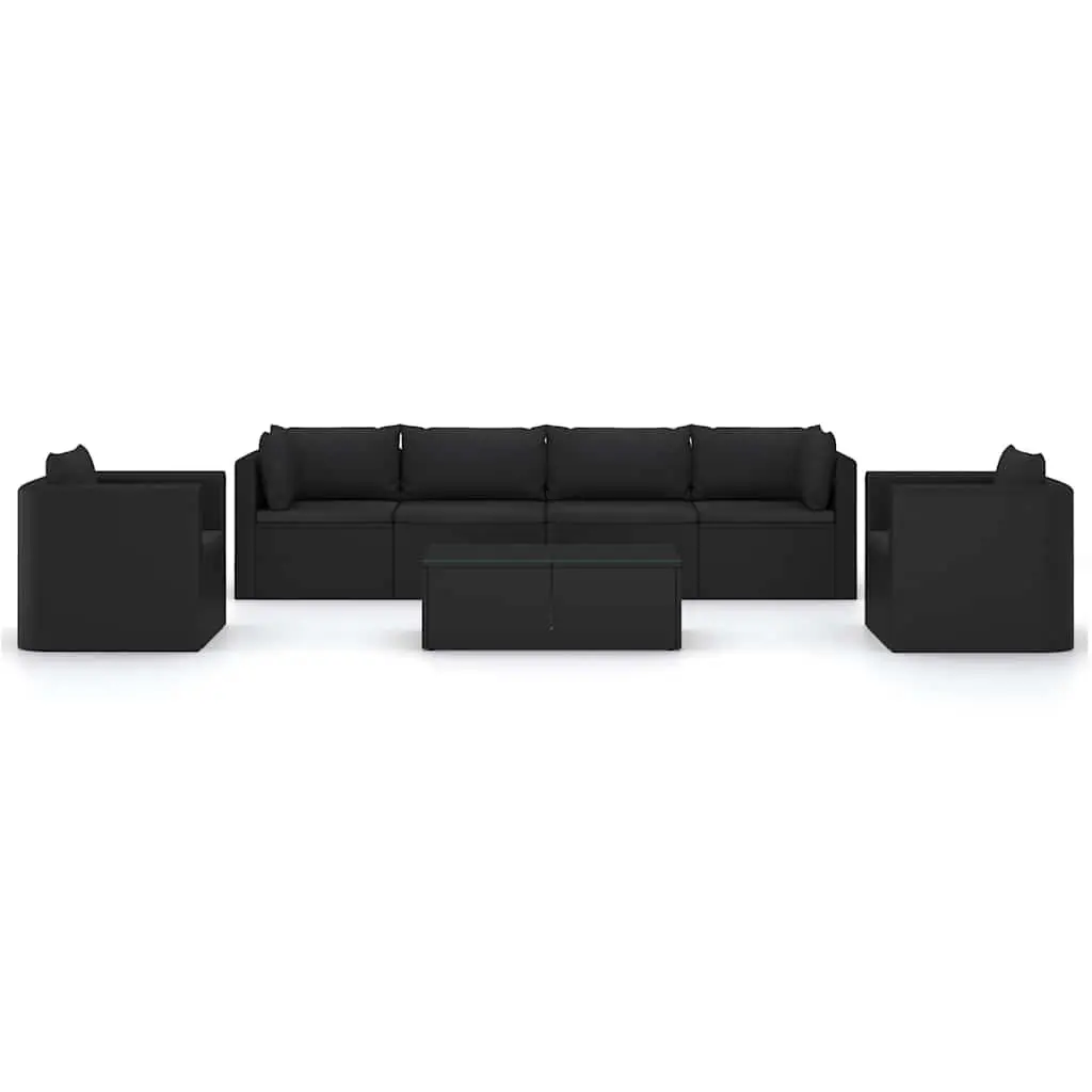 7 Piece Garden Lounge Set Outdoor Furniture Modular Seating Cushions Black
