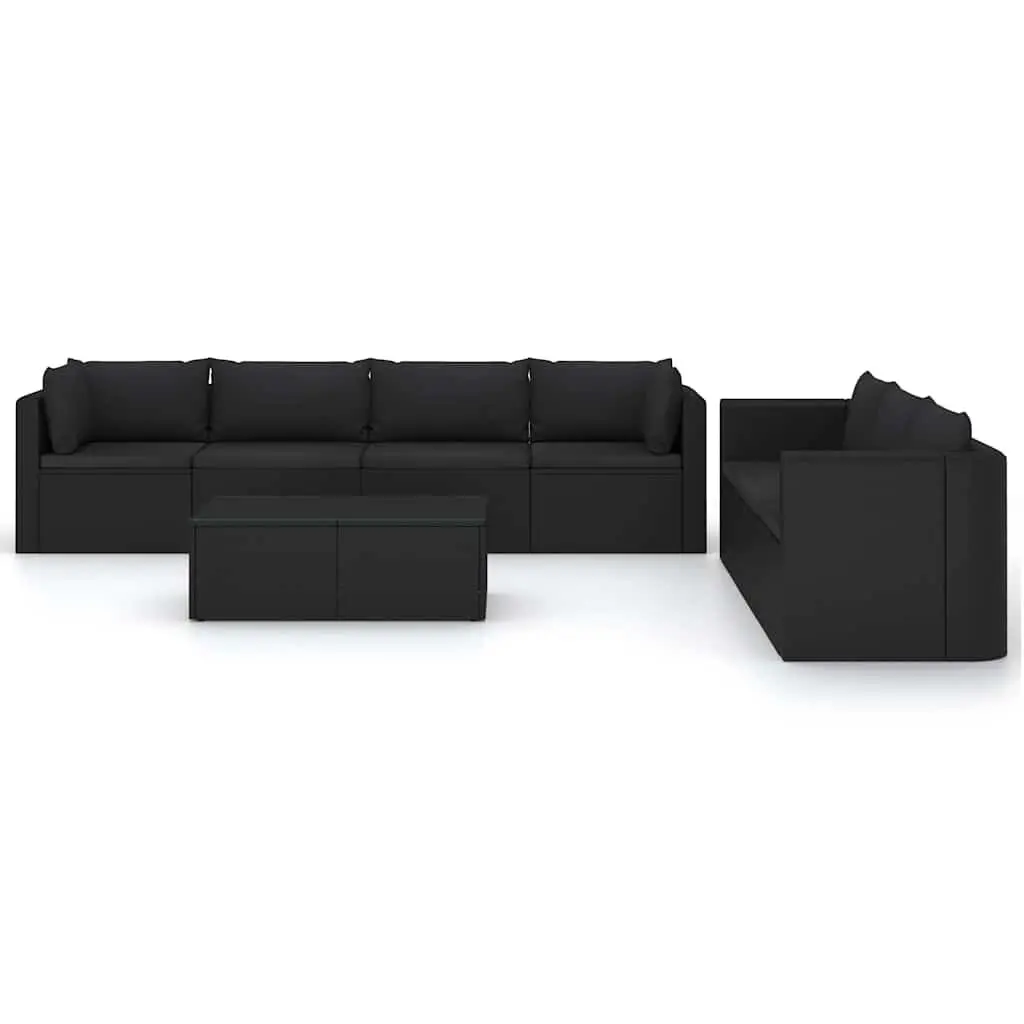 Garden Lounge Set 8 Piece Outdoor Furniture Modular Black Poly Rattan with Cushions