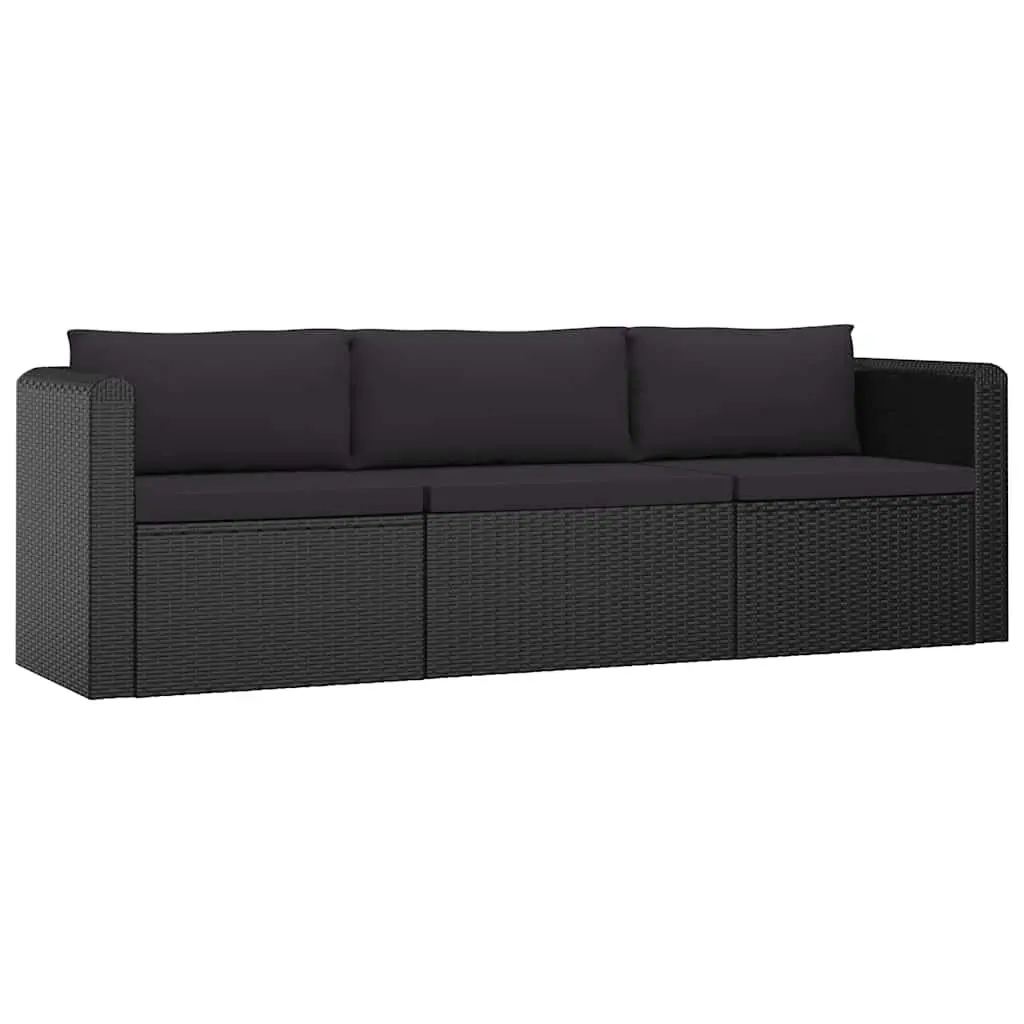 Garden Lounge Set 8 Piece Outdoor Furniture Modular Black Poly Rattan with Cushions
