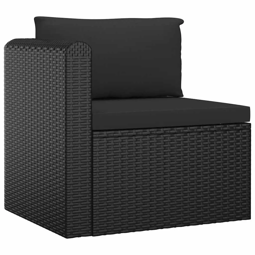 Garden Lounge Set 8 Piece Outdoor Furniture Modular Black Poly Rattan with Cushions