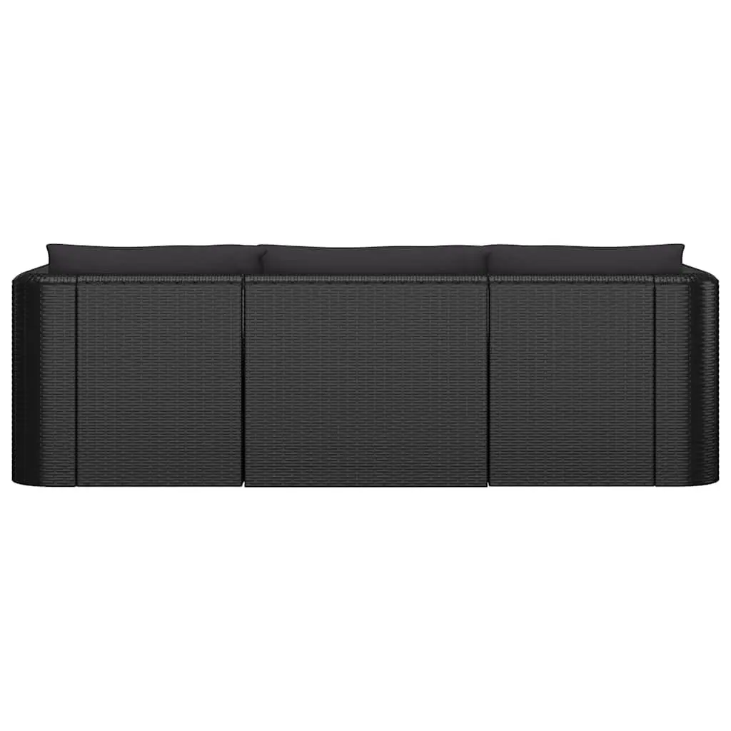 Garden Lounge Set 8 Piece Outdoor Furniture Modular Black Poly Rattan with Cushions