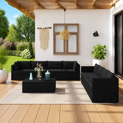 Comfortable 9-Piece Black Modular Garden Set